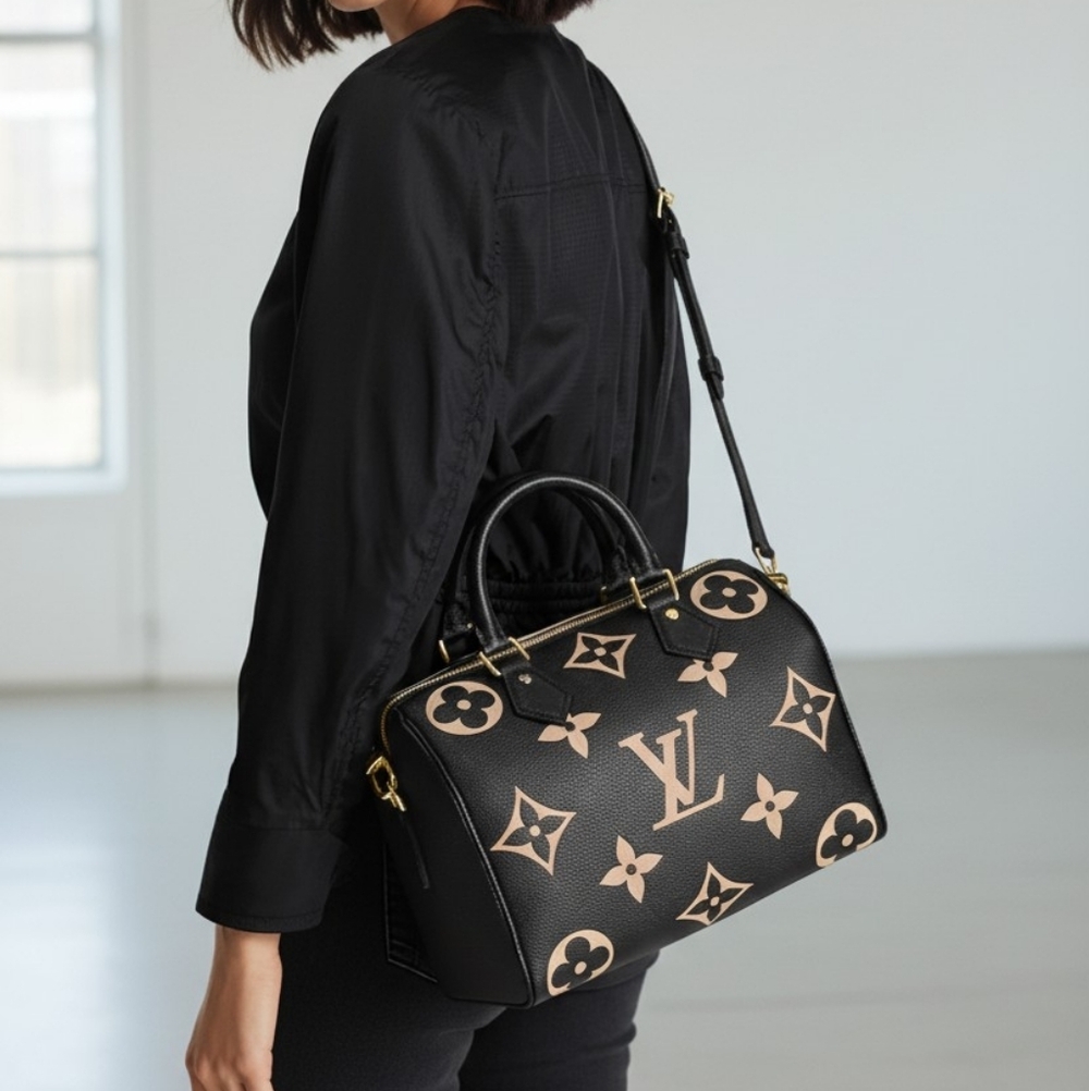 Louis Vuitton Speedy Bandouliere 25 Bicolor Empreinte Black Crossbody Bag - Picture 4 of 17